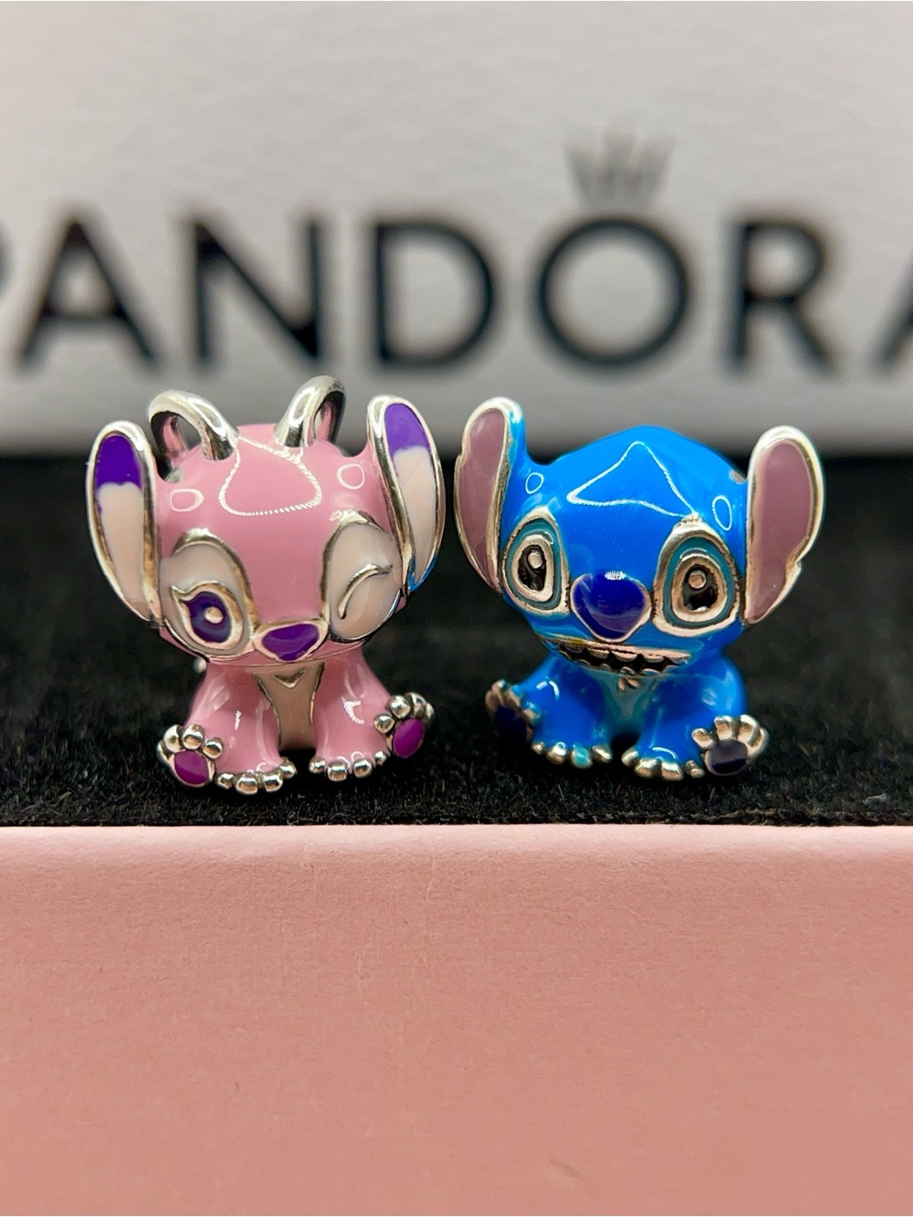 Pandora Disney Stitch & Angel Sterling Silver Charm Duo Set with Box